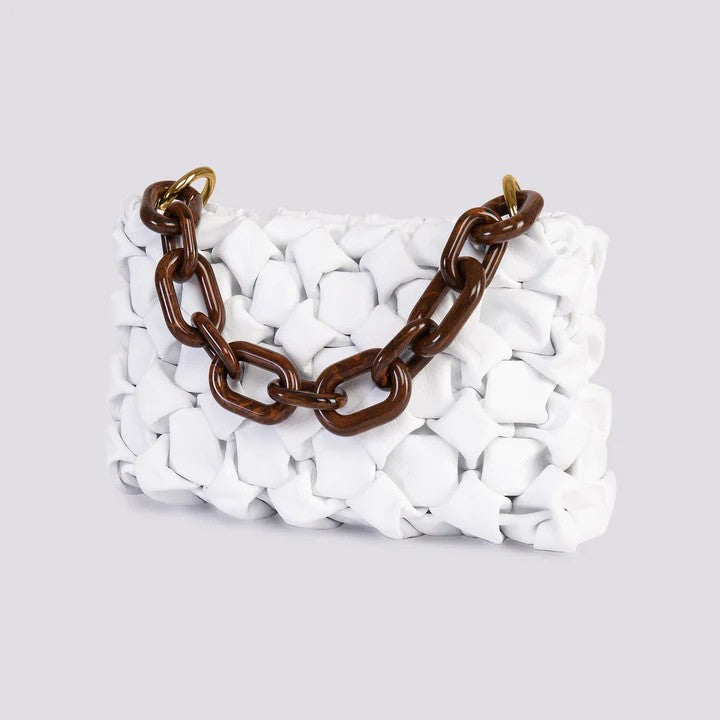 Bimor borsa a tracolla in pelle "Curly" Bianco 3659.MILKY WHITE