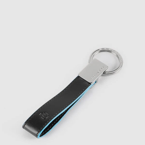 Piquadro portachiavi in metallo e pelle "Blue Square" Nero PC4855B2.N