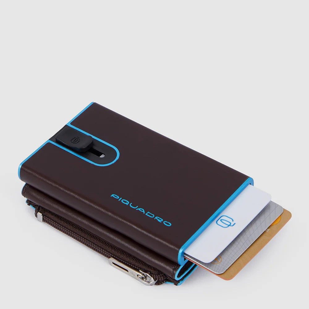 Piquadro porta carte di credito in metallo e pelle "Black Square" Marrone PP5585B2BLR.MO