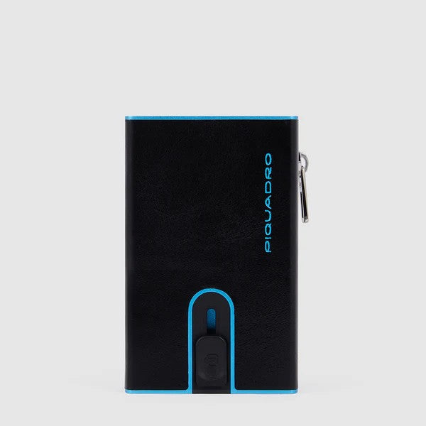 Piquadro porta carte di credito in metallo e pelle "Black Square" Nero PP5585B2BLR.N