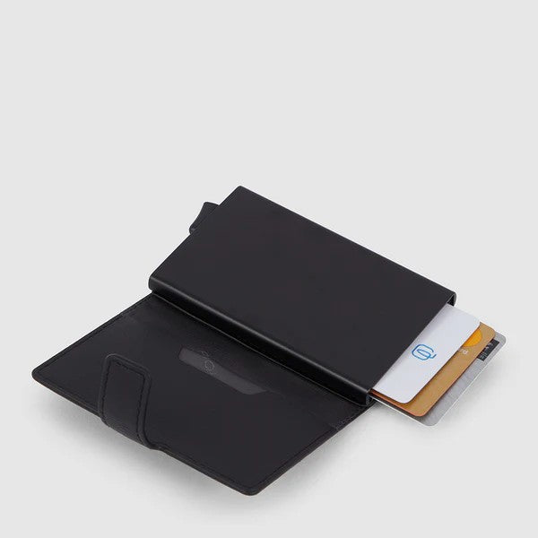 Piquadro portafogli compatto in metallo e pelle "Urban" Nero PP5649UB00R.N