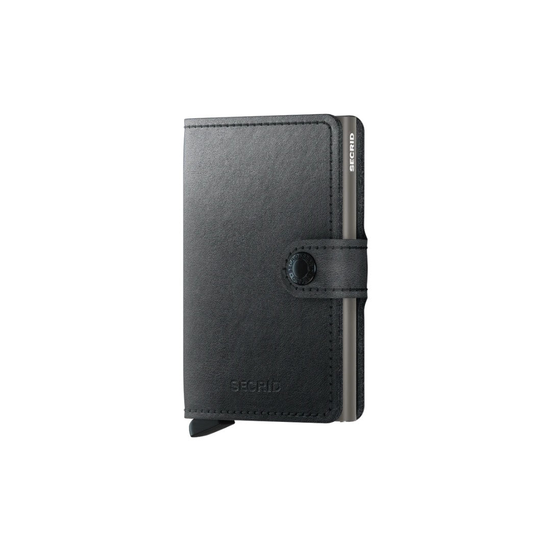 Secrid portafogli compatto in alluminio ed ecopelle "Miniwallet Mirum" Nero MMI.BLACK