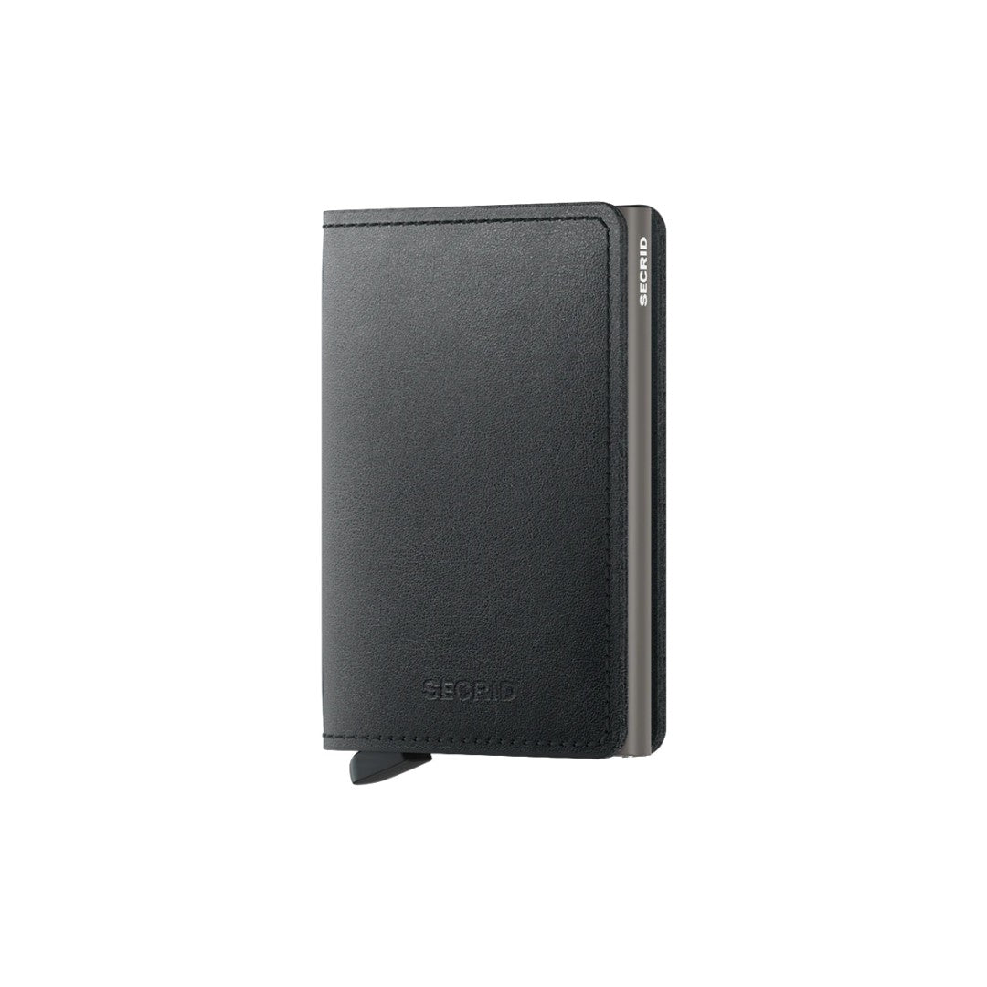 Secrid portafogli compatto in alluminio ed ecopelle "Slimwallet Mirum" Nero SMI.BLACK