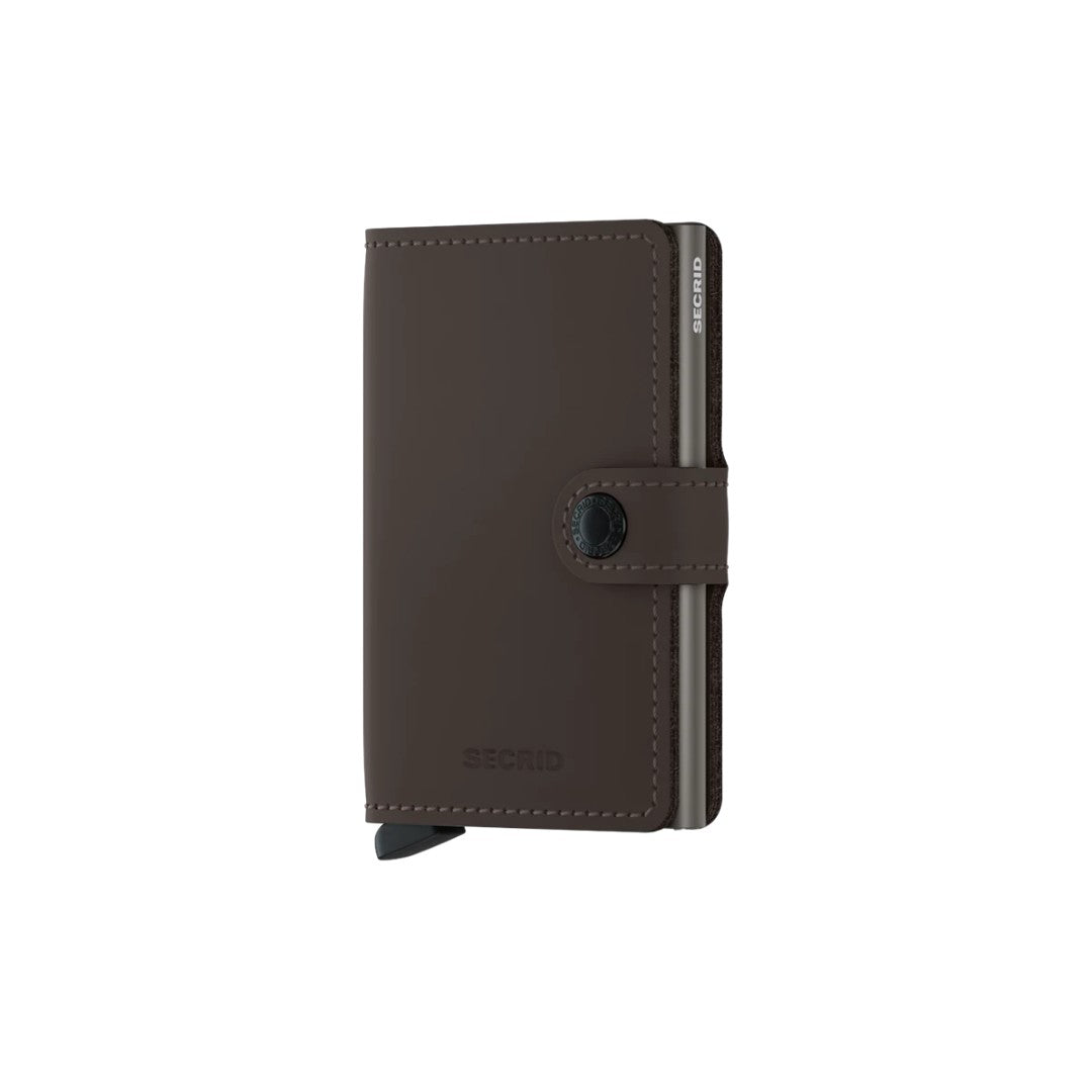 Secrid portafogli compatto in alluminio e pelle "Miniwallet Matte" Marrone MM.TRUFFLE