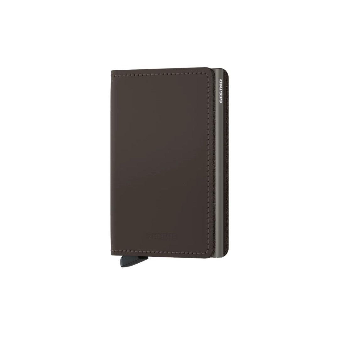 Secrid portafogli compatto in alluminio e pelle "Slimwallet Matte" Marrone SM.TRUFFLE