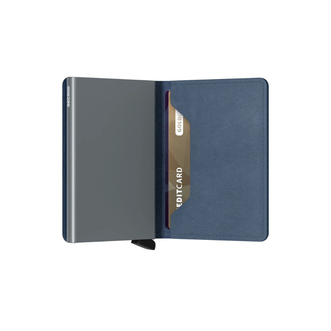 Secrid portafogli compatto in alluminio e pelle "Slimwallet Original" Azzurro SO.ICE BLUE