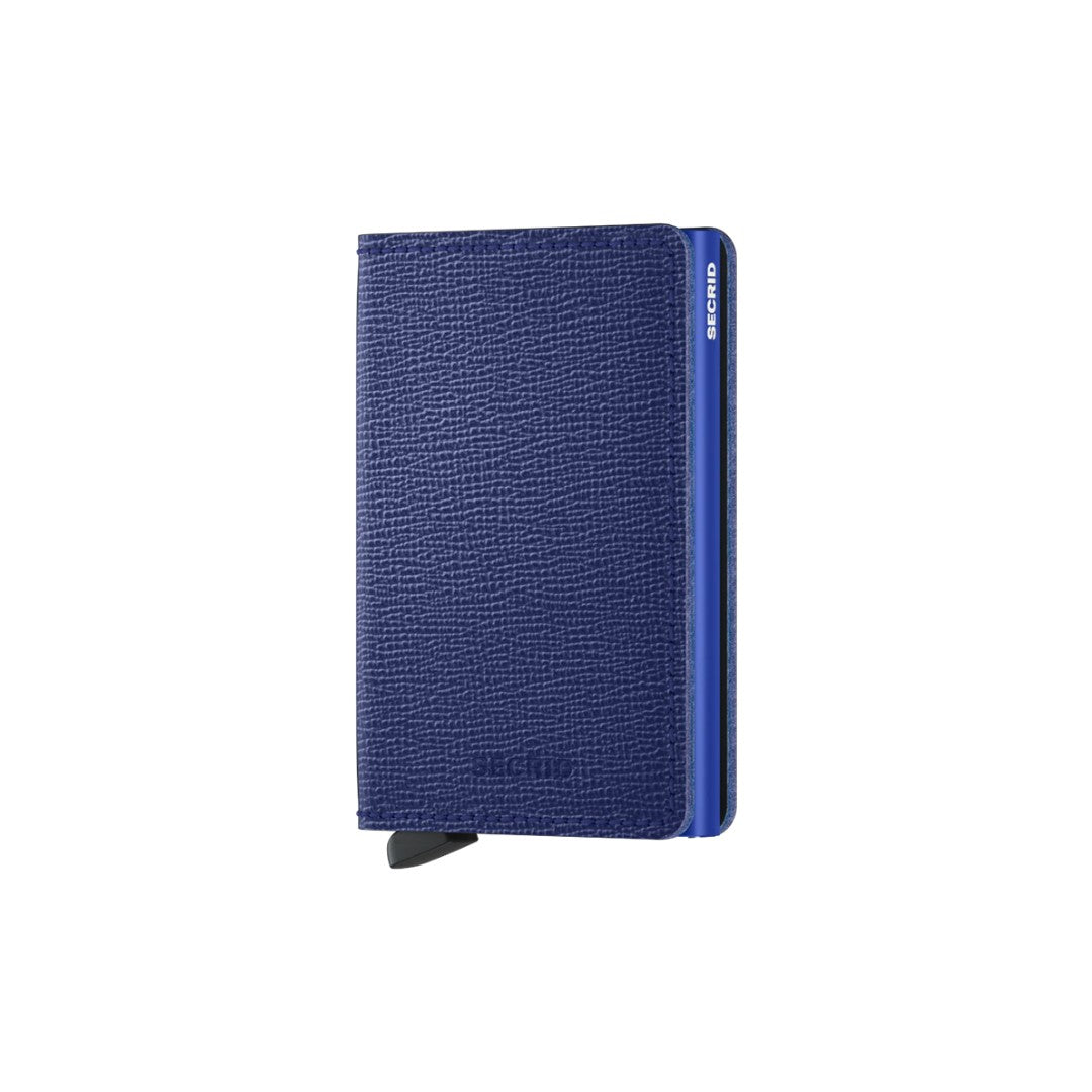 Secrid portafogli compatto in alluminio e pelle "Slimwallet Crisple" Blu SC.COBALT