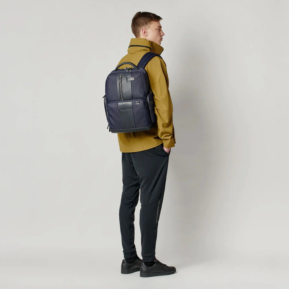 Piquadro zaino in tessuto e pelle "Brief 2 Bag Motic" Blu CA4439BR2BM.BLU