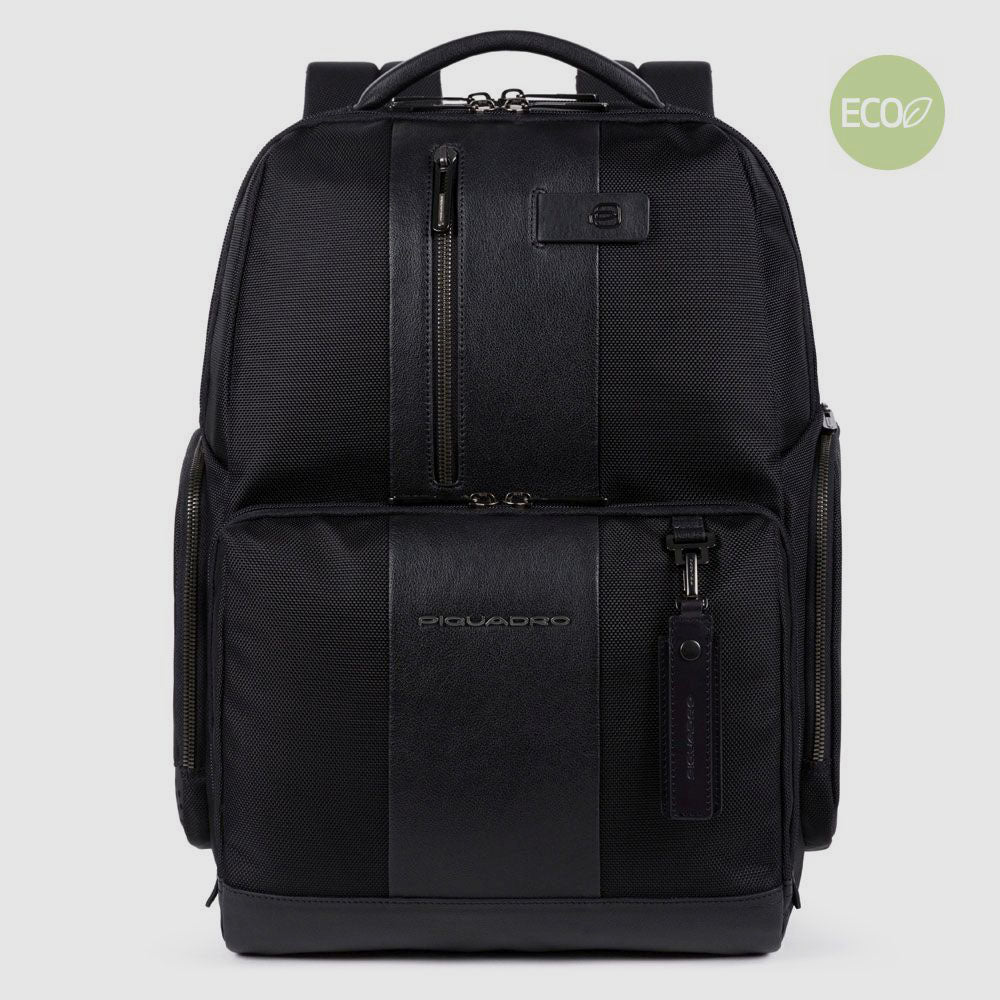 Piquadro zaino in tessuto e pelle "Brief" Nero CA4532BR2.N