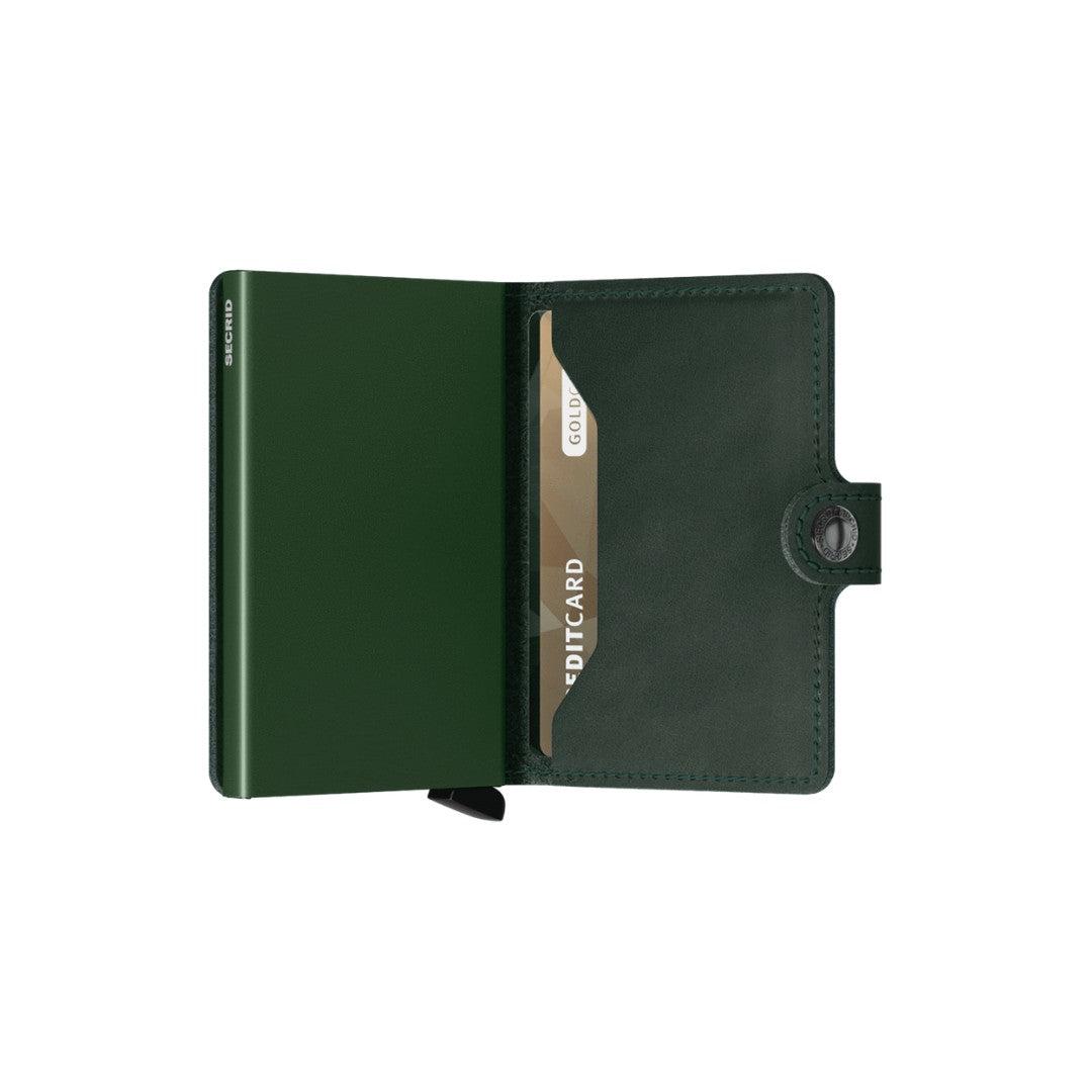 Secrid portafogli compatto in alluminio e pelle "Miniwallet Original" Verde MO.GREEN