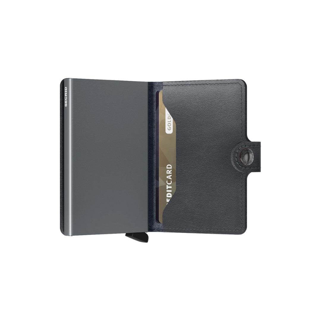 Secrid portafogli compatto in alluminio e pelle "Miniwallet Original" Grigio MO.GREY