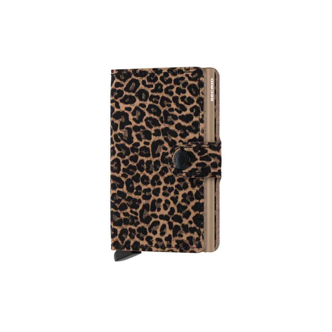 Secrid portafogli compatto in alluminio e pelle "Miniwallet Leo" Animalier MLE.BEIGE