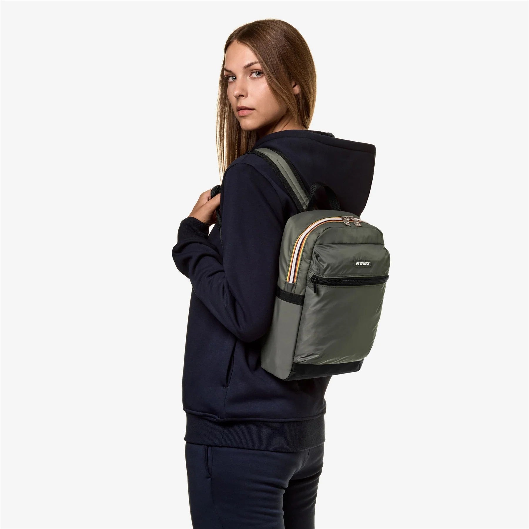 KWay zaino in tessuto "Small Laon" Verde SMALL LAON.GREEN BLACKISH