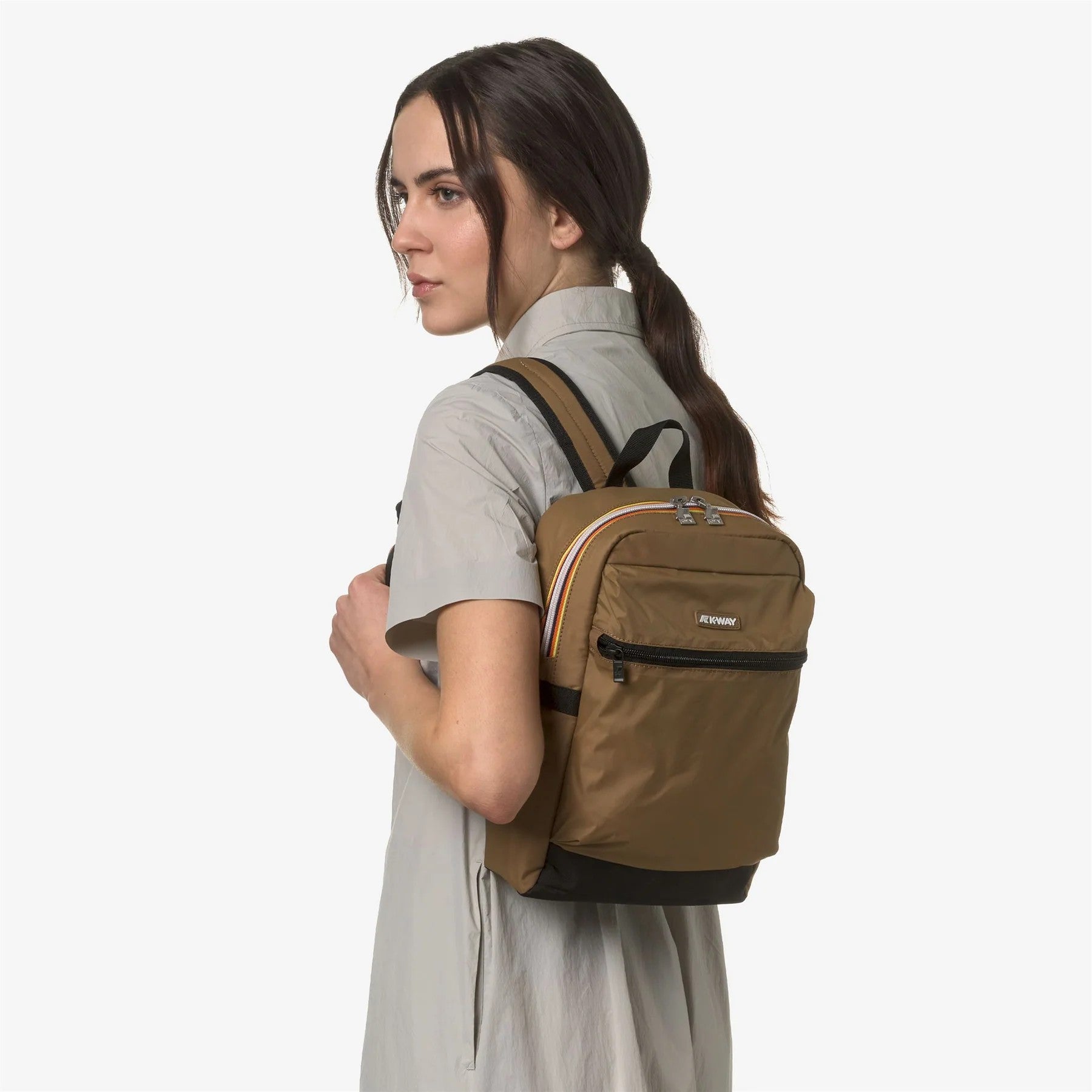 KWay zaino in tessuto "Small Laon" Beige SMALL LAON.BROWN CORDA