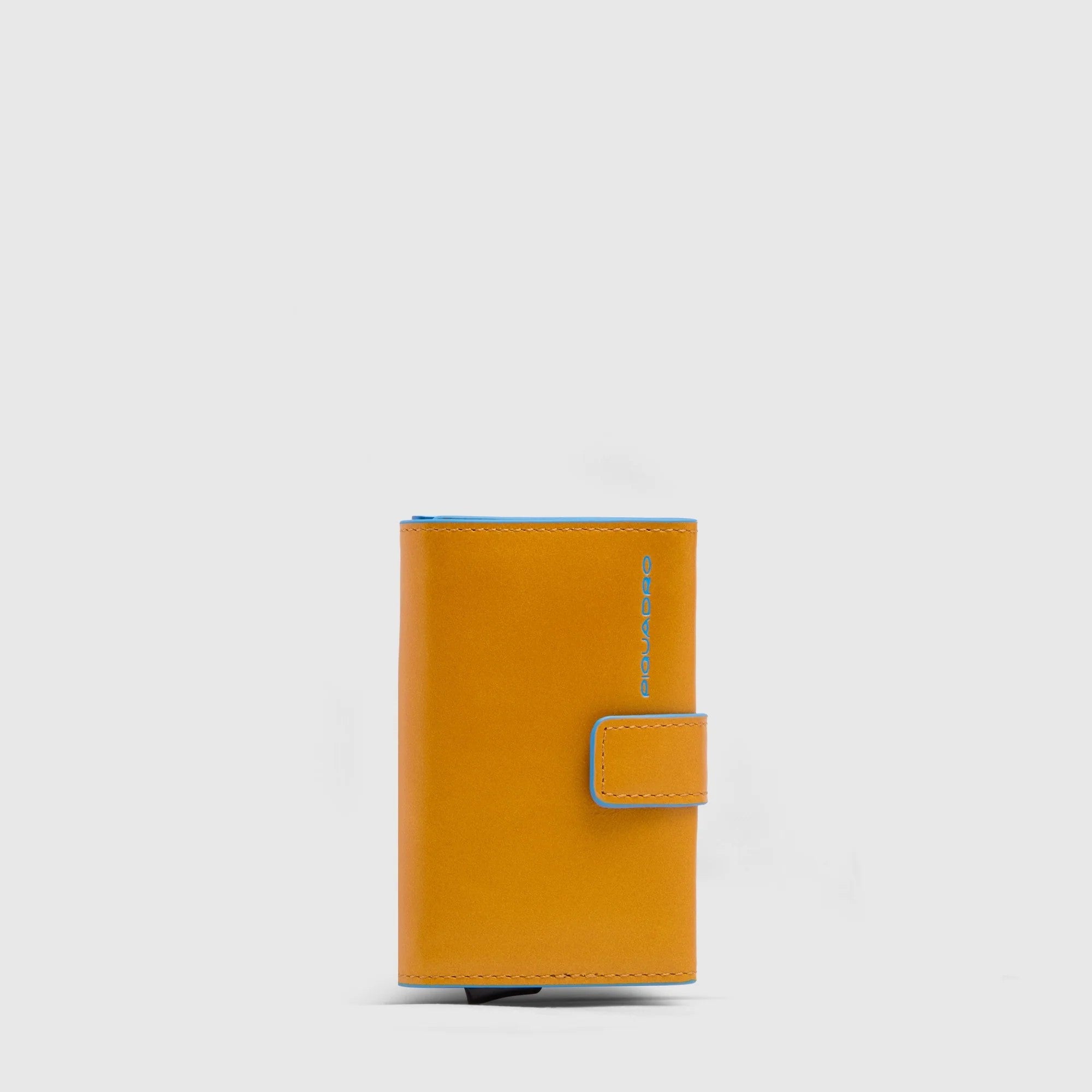 Piquadro portafogli compatto in metallo e pelle "Blue Square" Giallo PP5649B2BLR.G