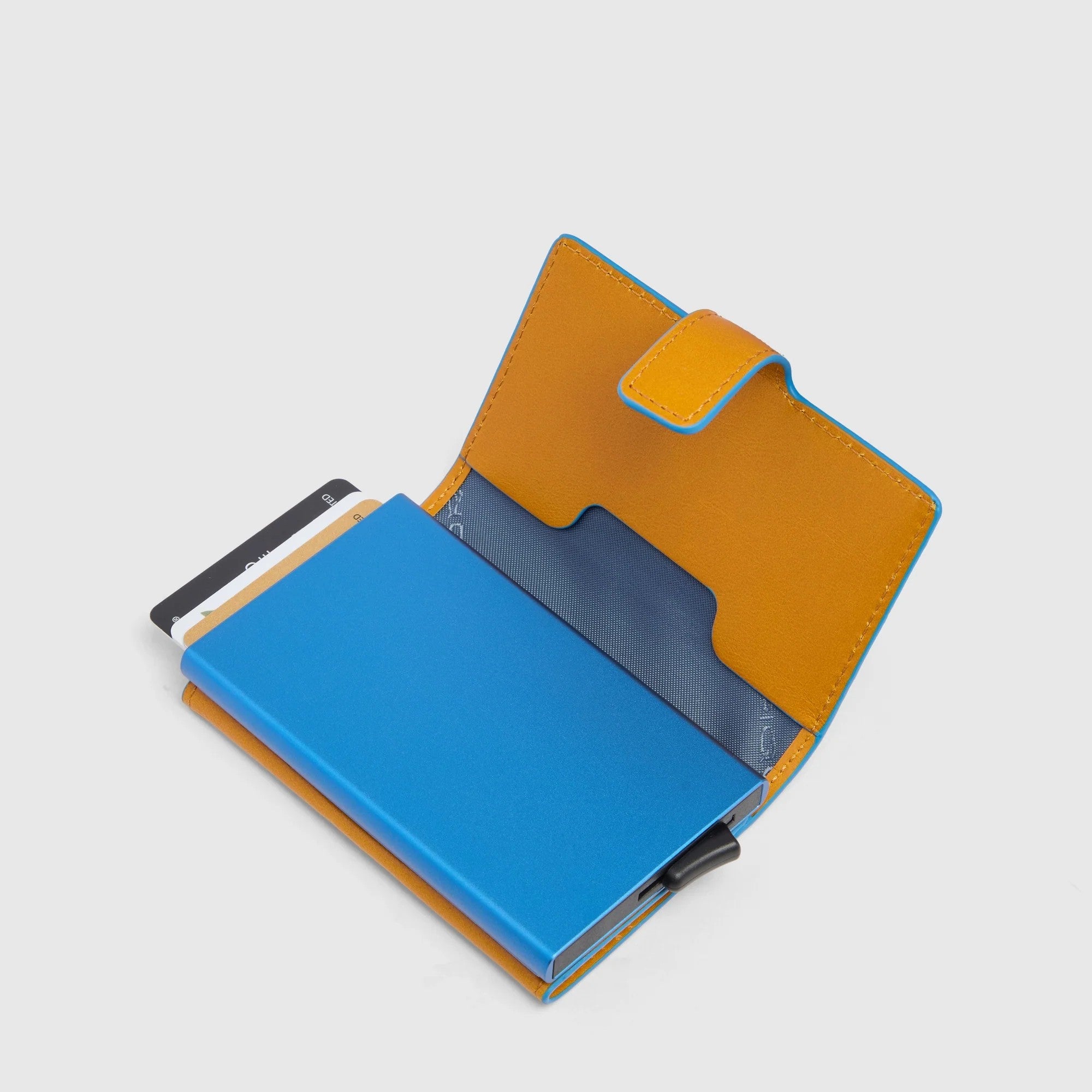 Piquadro portafogli compatto in metallo e pelle "Blue Square" Giallo PP5649B2BLR.G