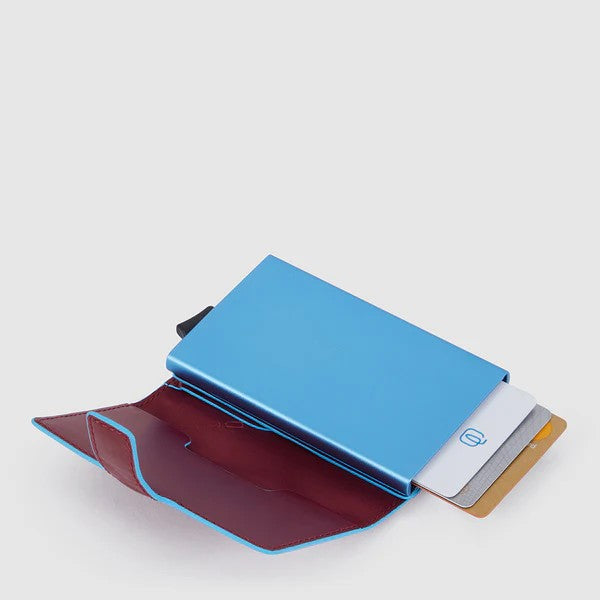 Piquadro portafogli compatto in metallo e pelle "Blue Square" Rosso PP5649B2BLR.R