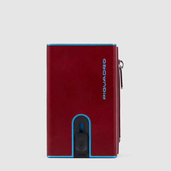Piquadro porta carte di credito in metallo e pelle "Black Square" Rosso PP5585B2BLR.R
