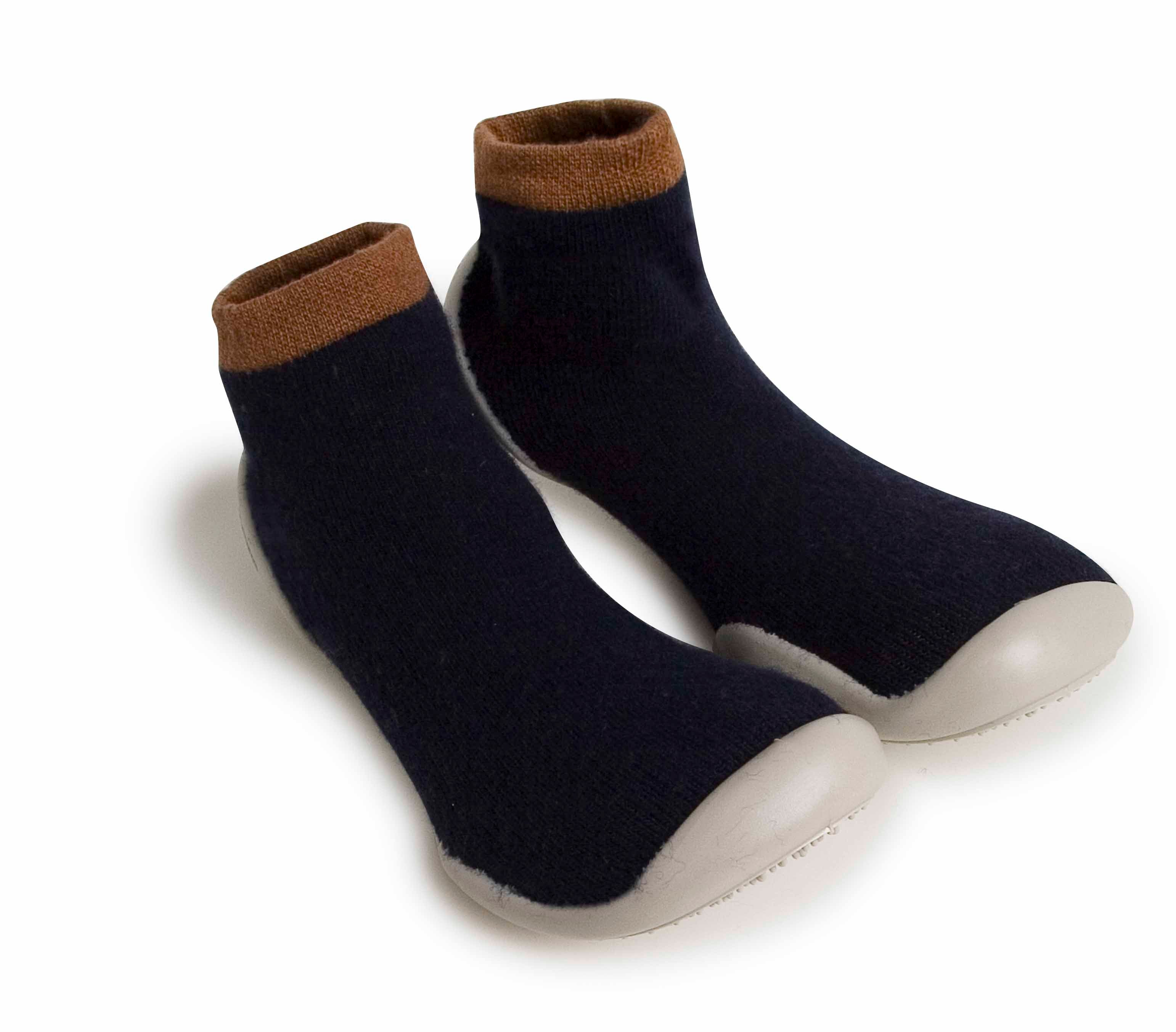 Collegien calze pantofole antiscivolo in lana e cashmere "Chaussons" Multicolor 555C.GANACHE