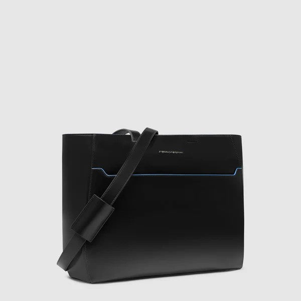 Piquadro borsa cartella da lavoro in pelle "Blue Square" Nero BD6680B2.N