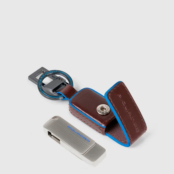 Piquadro portachiavi con chiavetta usb "Blue Square" Marrone AC6567B2.MO