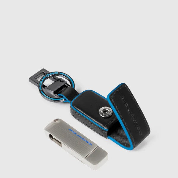 Piquadro portachiavi con chiavetta usb "Blue Square" Nero AC6567B2.N