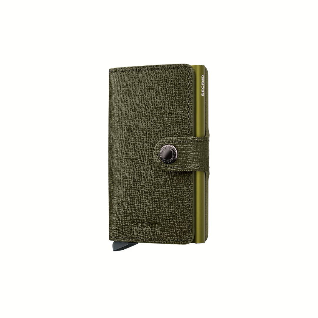 Secrid portafogli compatto in alluminio e pelle "Miniwallet Crisple" Verde MC.KELP