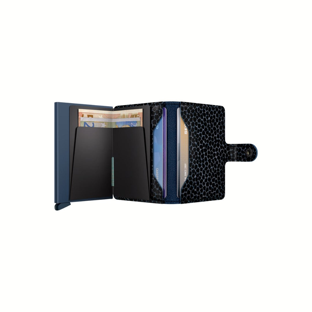 Secrid portafogli compatto in alluminio e pelle "Miniwallet Giraffina" Blu MGI.BLUE
