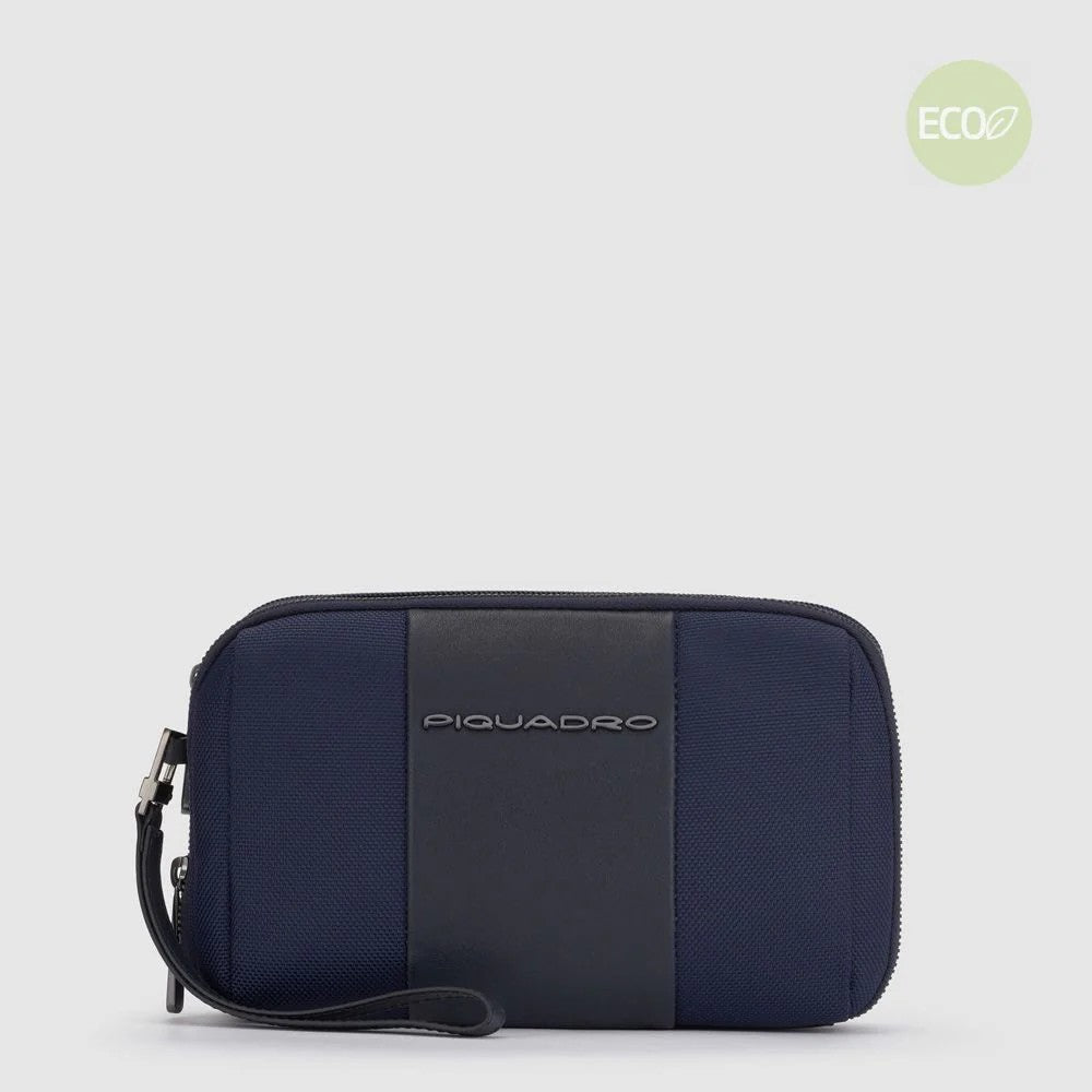 Piquadro pochette in tessuto e pelle "Brief 2 Blu AC5940BR2R.BLU