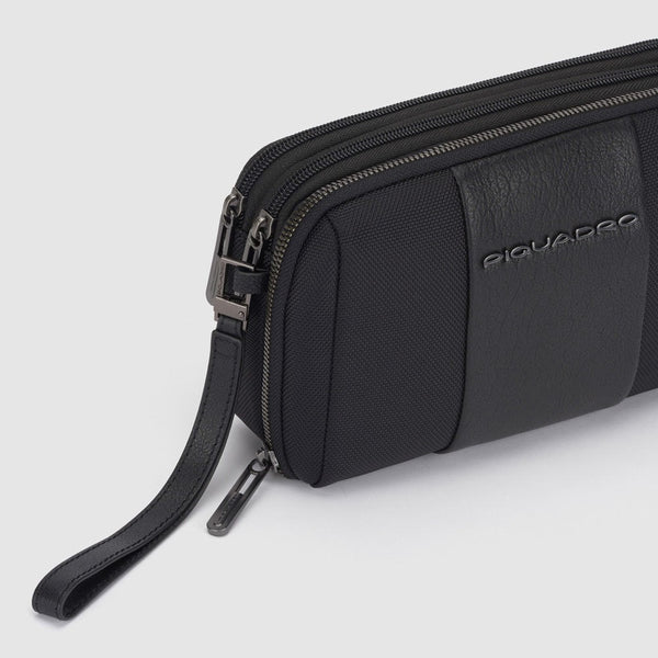 Piquadro pochette in tessuto e pelle "Brief 2 Nero AC5940BR2R.N