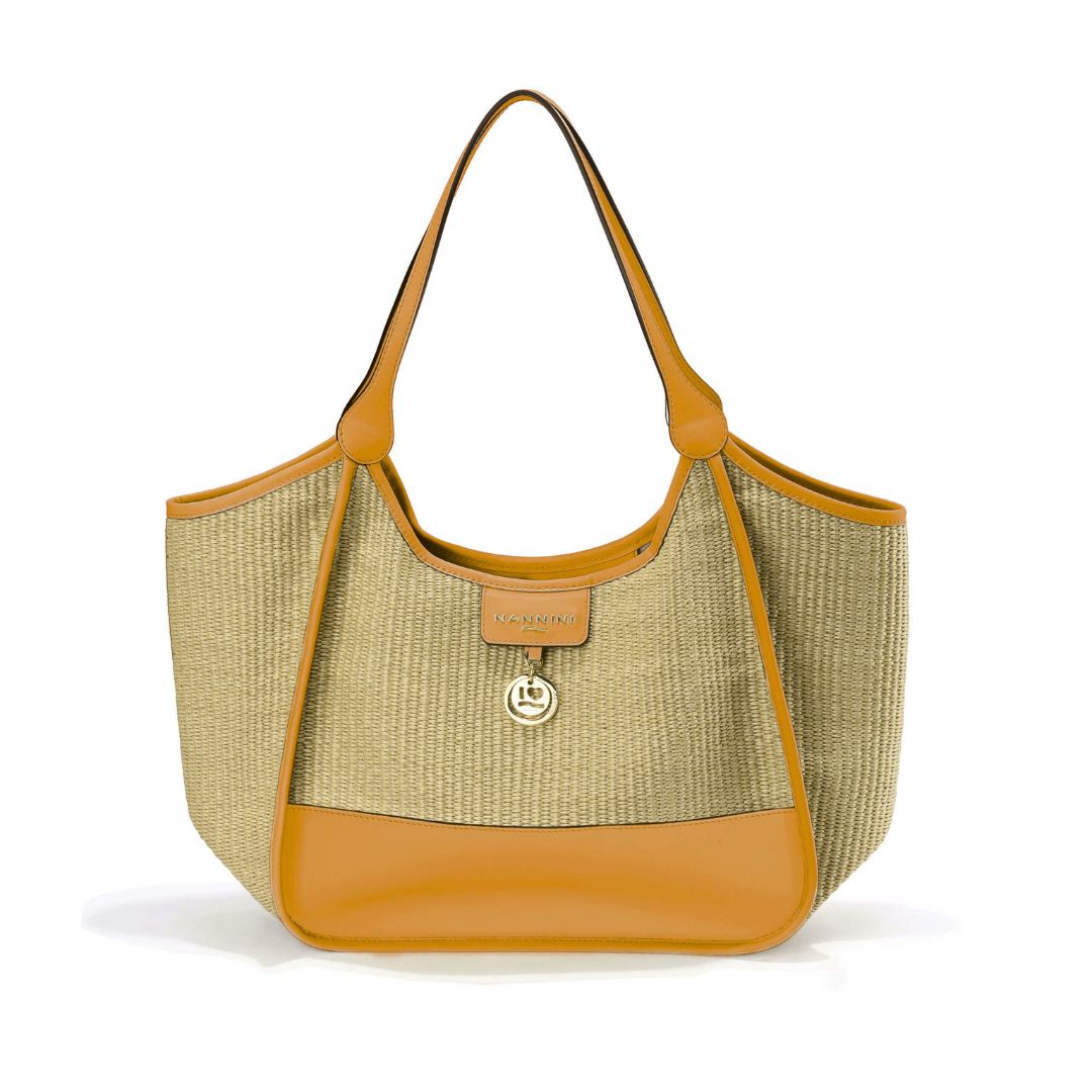 Nannini borsa shopping in raffia e pelle "Sunset" Giallo 18535C.GIALLO