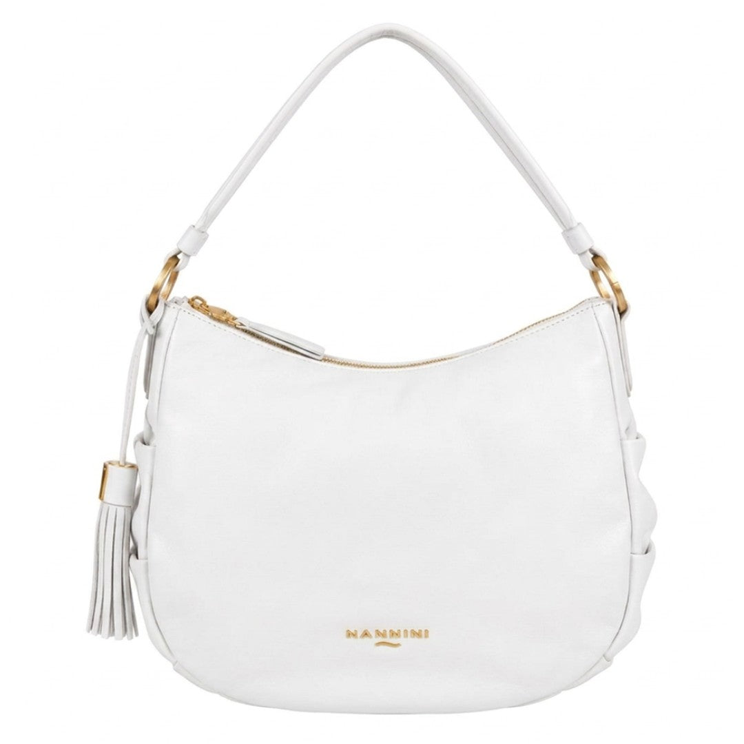 Nannini borsa a spalla in pelle "Gaia" Bianco 18601.OFF WHITE