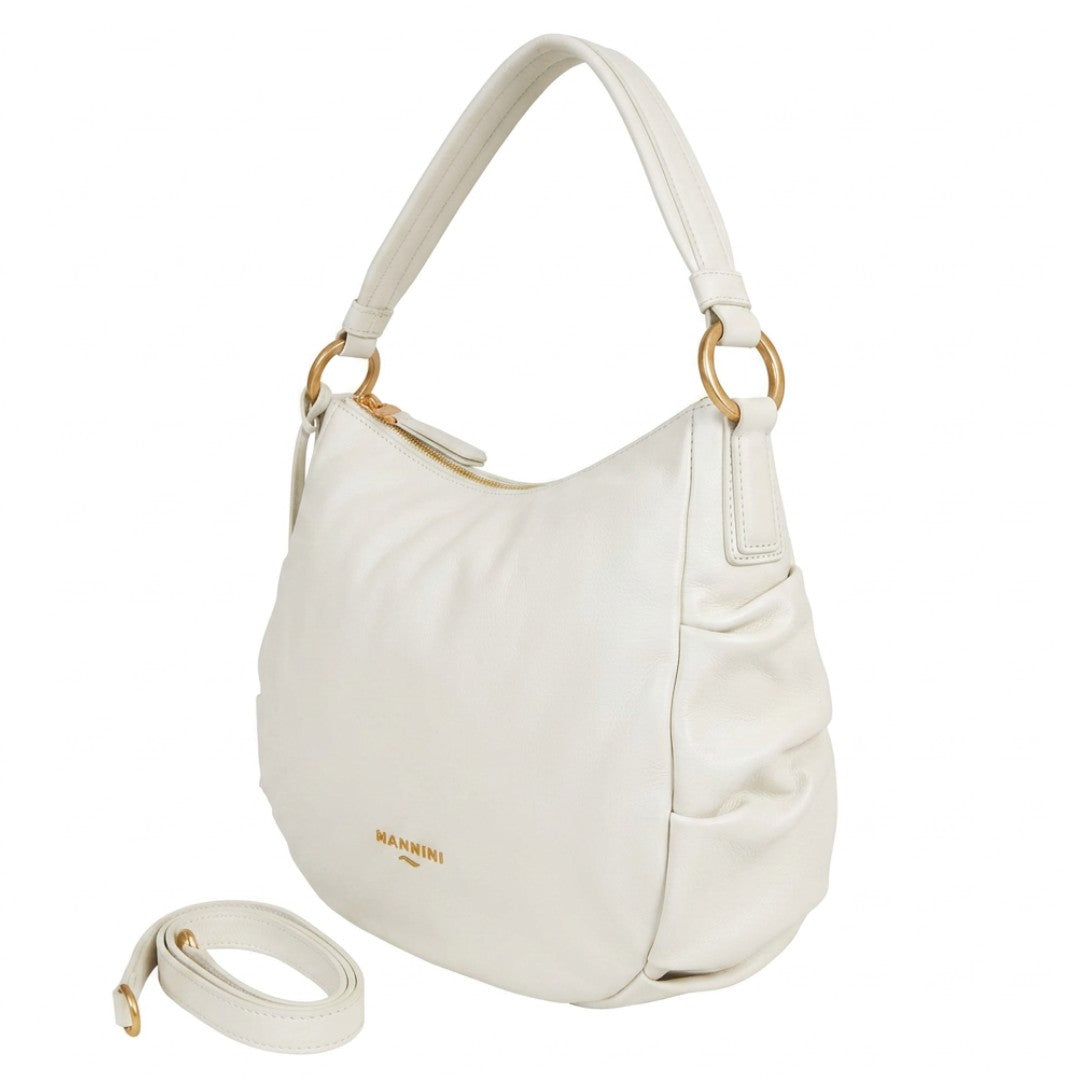 Nannini borsa a spalla in pelle "Gaia" Bianco 18601.OFF WHITE