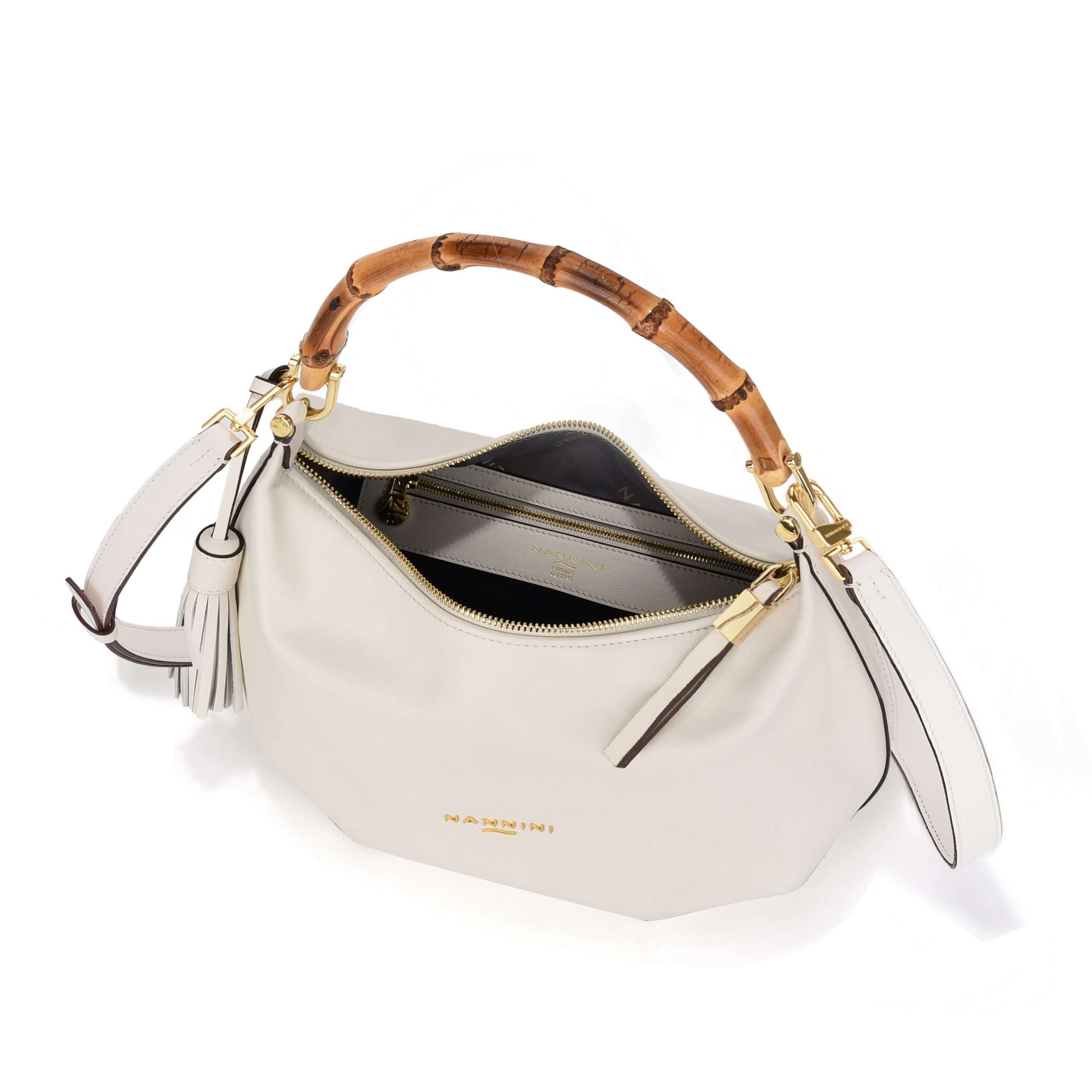 Nannini borsa a spalla in pelle "Erica" Bianco 18225C.OFF WHITE