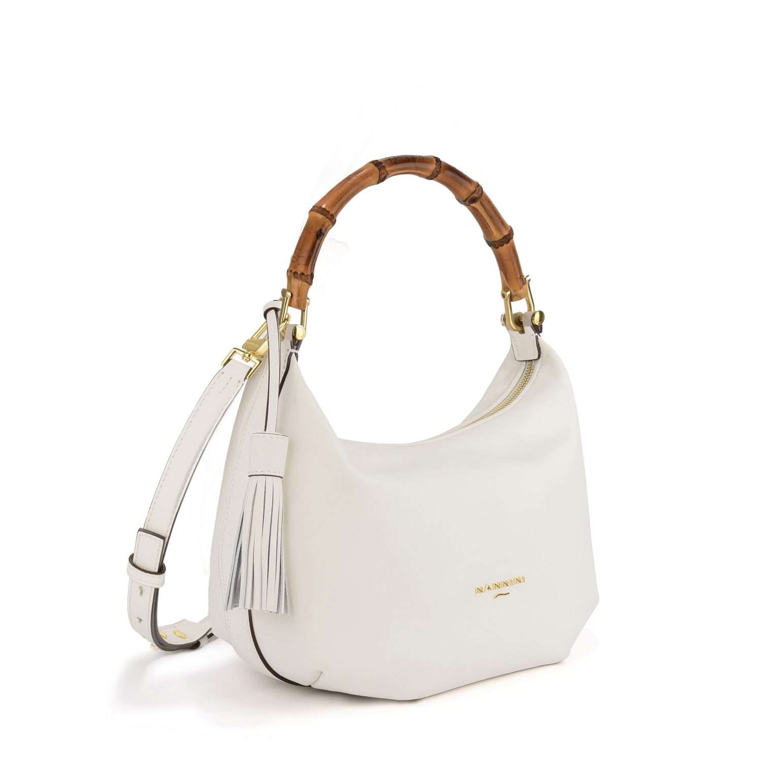 Nannini borsa a spalla in pelle "Erica" Bianco 18225C.OFF WHITE