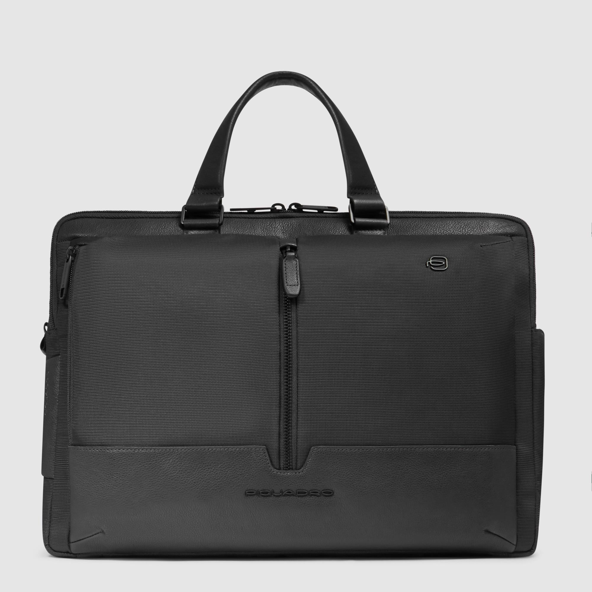 Piquadro borsa cartella da lavoro in tessuto e pelle "W138" Nero CA6821W138.N