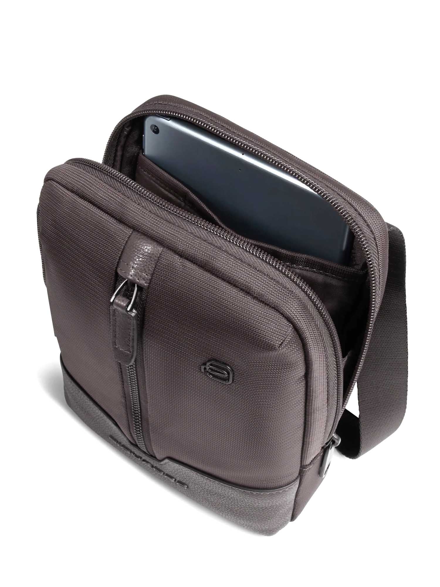 Piquadro borsello in tessuto e pelle "W138" Marrone CA3084W138.TM