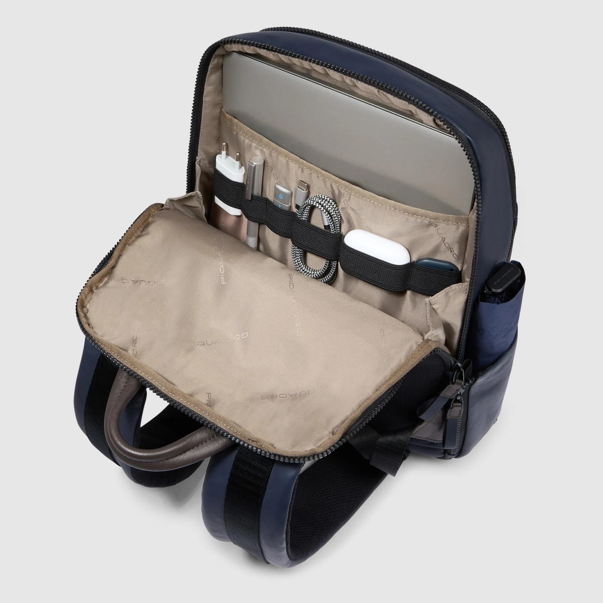 Piquadro zaino in pelle "Harper" Blu/marrone CA3869AP.BLUTM