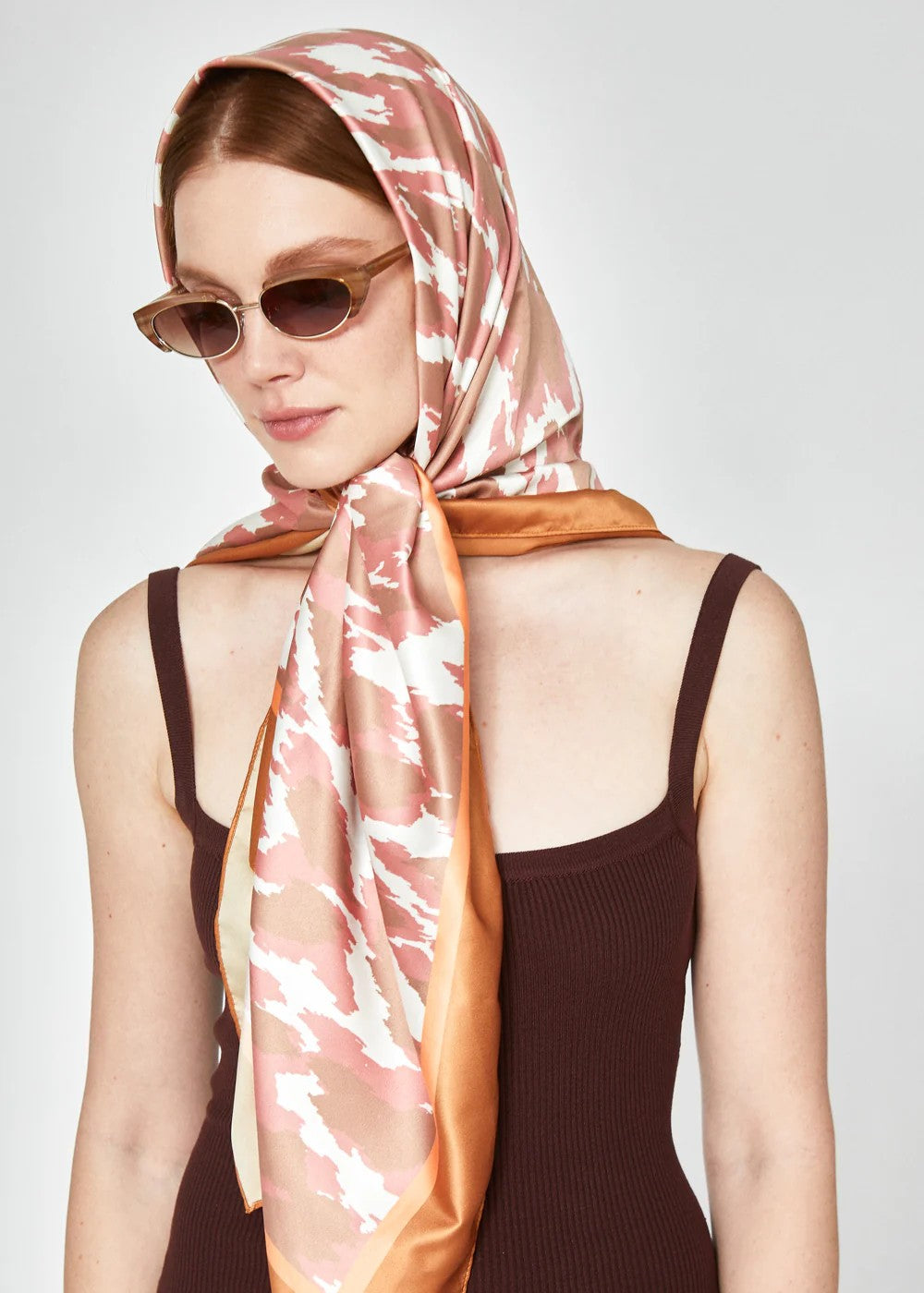 Nalì foulard in poliestere "Maculato" Multicolor MGSC0023.MARRONE/CORALLO
