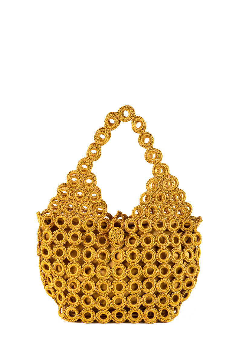 ENRICO VERSARI borsa a spalla in tessuto "Madame" Giallo CROCHET/M.PRIMROSE YELLOW