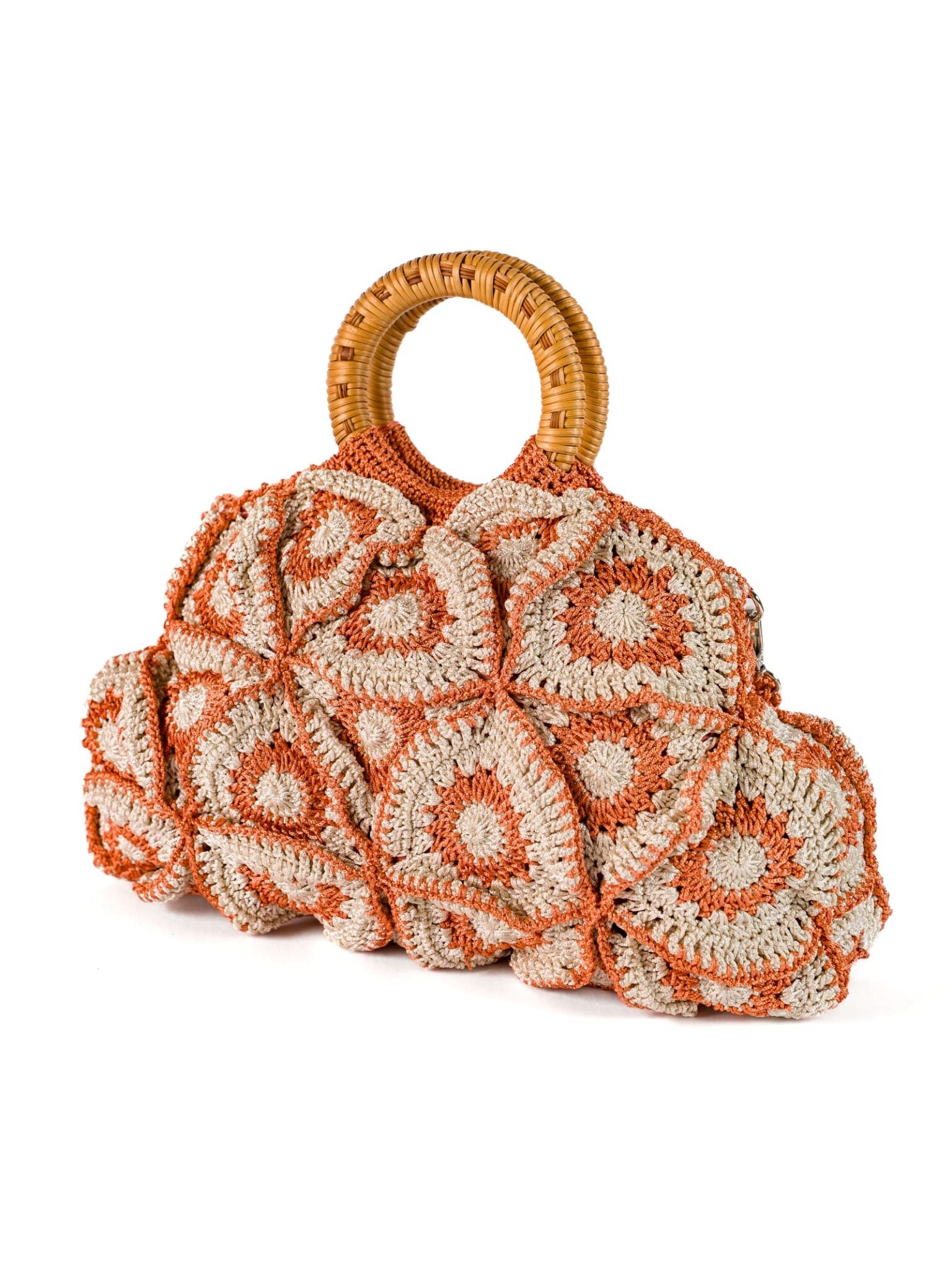 Enrico Versari borsa a mano in tessuto "Flower Bag" Multicolor FLOWER BAG BIC.BEIGE/ORANGE