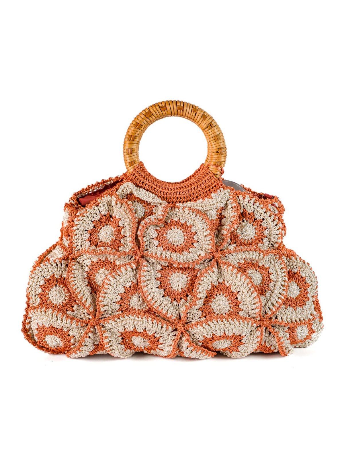 Enrico Versari borsa a mano in tessuto "Flower Bag" Multicolor FLOWER BAG BIC.BEIGE/ORANGE