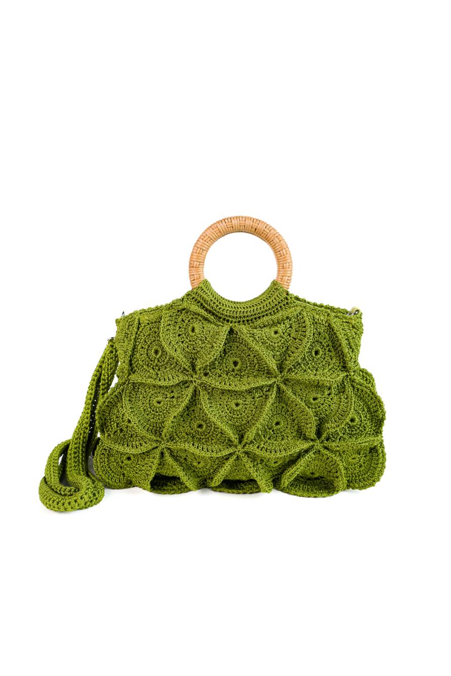 ENRICO VERSARI borsa a mano in tessuto "Flower Bag" Verde FLOWER BAG UNIS.LUMINARY GREEN