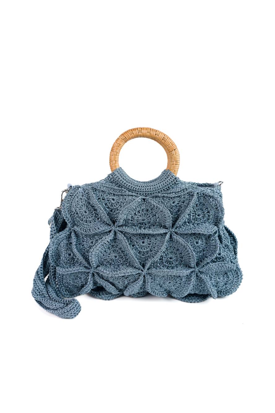 ENRICO VERSARI borsa a mano in tessuto "Flower Bag" Azzurro FLOWER BAG UNIS.SKY BLUE