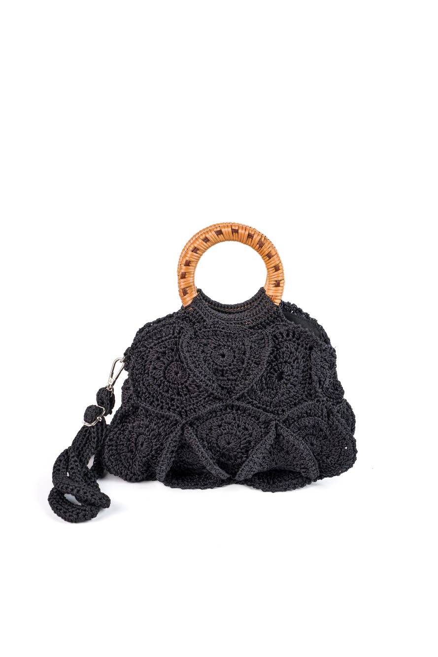ENRICO VERSARI borsa a mano in tessuto "Flower Bag S" Nero FLOWER BAG S UNIS.BLACK