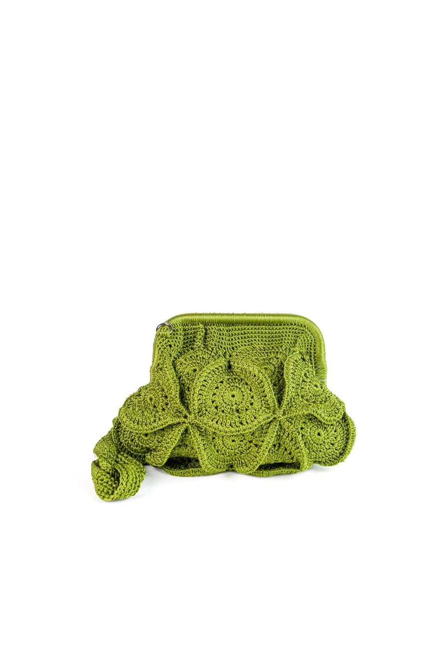 ENRICO VERSARI pochette in tessuto " Flower bag" Verde VIVIAN.LUMINARY GREEN