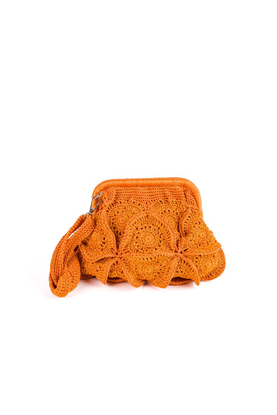 ENRICO VERSARI pochette in tessuto " Flower bag" Arancione VIVIAN.OCHRE