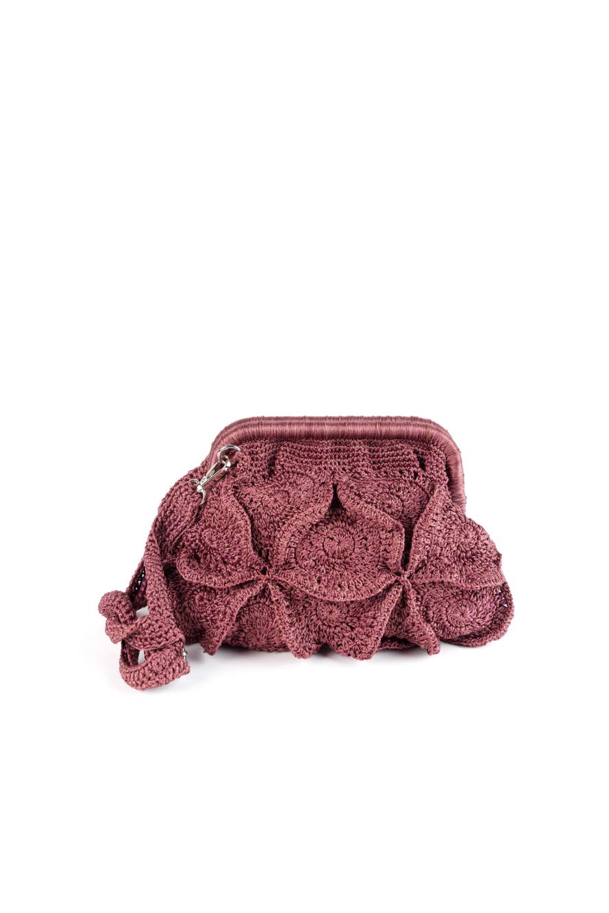 ENRICO VERSARI pochette in tessuto " Flower bag" Bordeaux VIVIAN.WINE