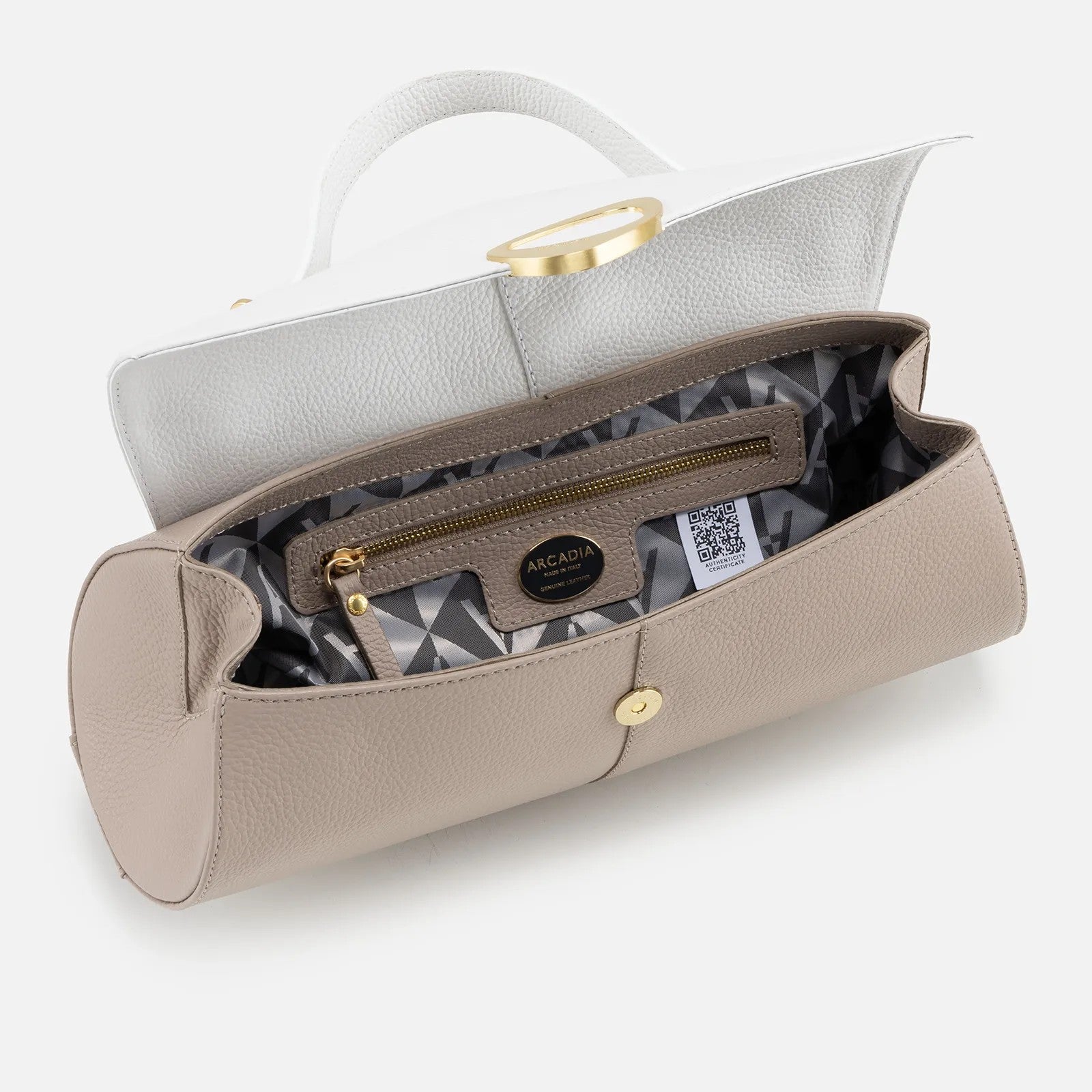 Arcadia borsa a mano in pelle "Calipso" Multicolor 4187 BIC.BIANCO/AVANO