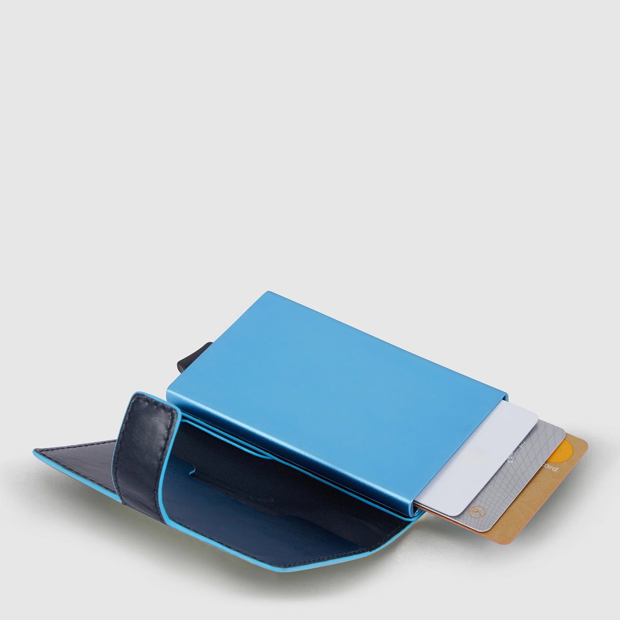 Piquadro portafogli compatto in metallo e pelle "Blue Square" PP5472B2BLR.BLU2
